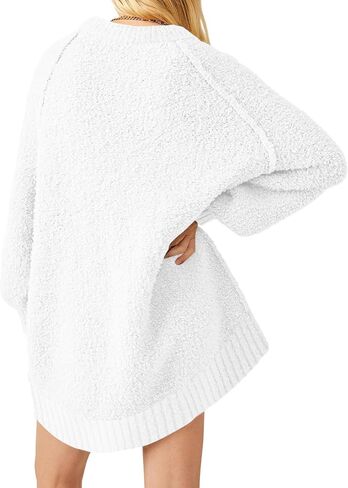 Saodimallsu Womens Oversized Sweater 2024 Fall Trendy Fuzzy Crew Neck Long Sleeve Casual Tunic Sweaters in Saudi Arabia