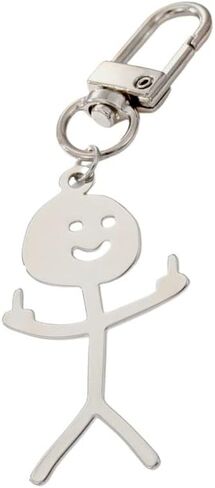 COLORFUL BLING Long Distance Friendship Keyring Stainless Steel Funny Doodle keychain Middle Finger Pendant Keyring-ghost in Saudi Arabia