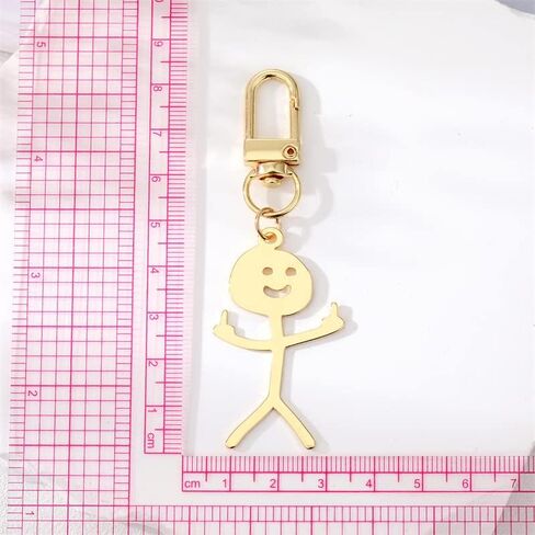 COLORFUL BLING Long Distance Friendship Keyring Stainless Steel Funny Doodle keychain Middle Finger Pendant Keyring-ghost in Saudi Arabia