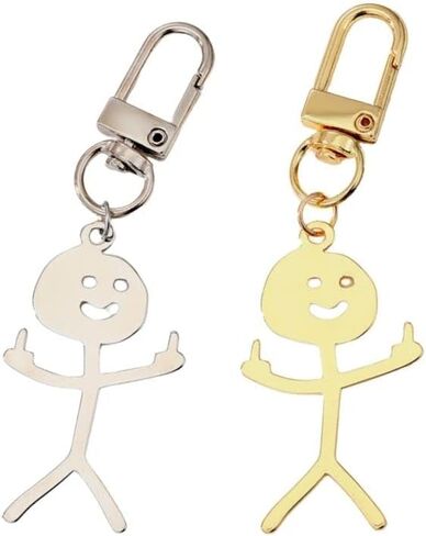COLORFUL BLING Long Distance Friendship Keyring Stainless Steel Funny Doodle keychain Middle Finger Pendant Keyring-ghost in Saudi Arabia