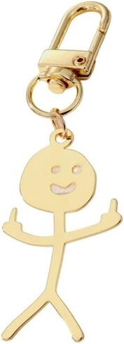 COLORFUL BLING Long Distance Friendship Keyring Stainless Steel Funny Doodle keychain Middle Finger Pendant Keyring-ghost in Saudi Arabia