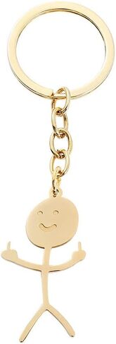 COLORFUL BLING Long Distance Friendship Keyring Stainless Steel Funny Doodle keychain Middle Finger Pendant Keyring-ghost in Saudi Arabia