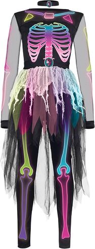 Spooktacular Creations Halloween Girls Skeleton Costume, Ghostly Skeleton Tutu Dress for Girls Halloween Dress Up in Saudi Arabia