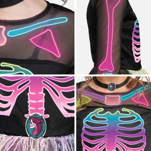 Spooktacular Creations Halloween Girls Skeleton Costume, Ghostly Skeleton Tutu Dress for Girls Halloween Dress Up in Saudi Arabia