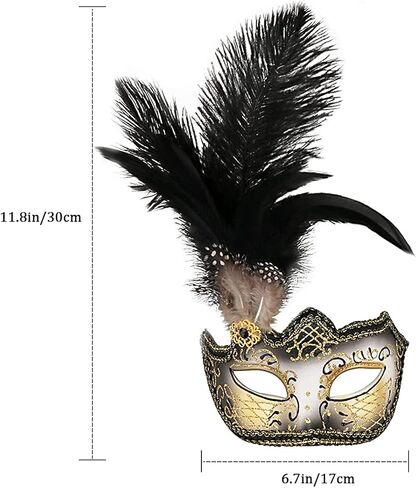 قناع تنكر من الريش من Qavctw، أقنعة الوجه التنكرية لحفلات الهالوين ماردي جراس in Kuwait