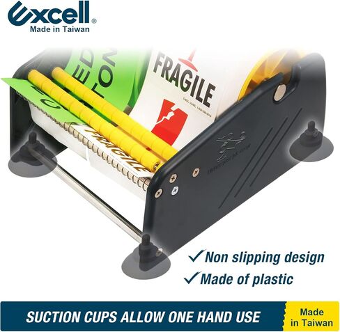 Excell Economy Lightweight Table Label Dispenser (3" Wide/ 77mm): Fits 3" Labels, Easy to Peel Off, and Secure with 4 Suction Cups. Durable Plastic, Adjustable for Different Rolls. (3 Inch) in Kuwait