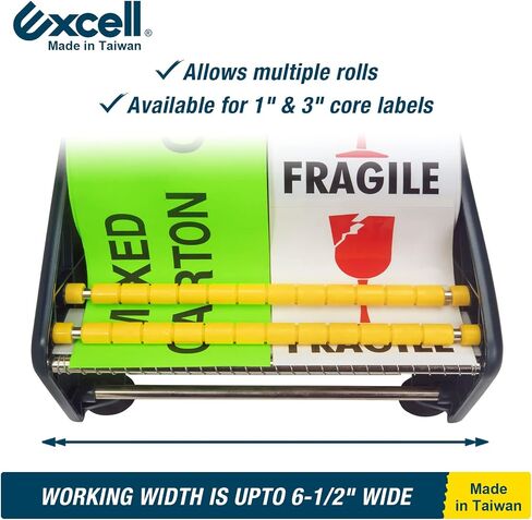 Excell Economy Lightweight Table Label Dispenser (3" Wide/ 77mm): Fits 3" Labels, Easy to Peel Off, and Secure with 4 Suction Cups. Durable Plastic, Adjustable for Different Rolls. (3 Inch) in Kuwait