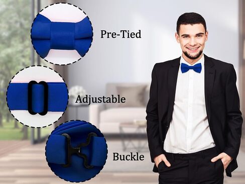 Mantieqingway Black Bow Ties for Men Solid Color Bowties Mens Pre-Tied Adjustable Bow Tie for Graduation Party Wedding in Kuwait