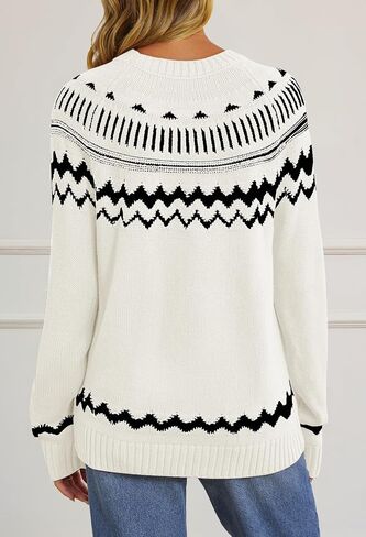 MEROKEETY Women's 2024 Fall Winter Striped Pullover Sweater Trendy Crew Neck Long Sleeve Vintage Color Block Knit Tops in Saudi Arabia