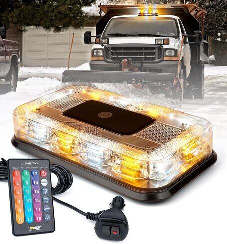 LUMENIX LED Roof Top Strobe Beacon Light Bar Rooftop Security Warning Emergency Flashing Plow Lights for Construction Vehicles Tow Commercial Trucks Postal Cars Snowplow - Amber White in Saudi Arabia
