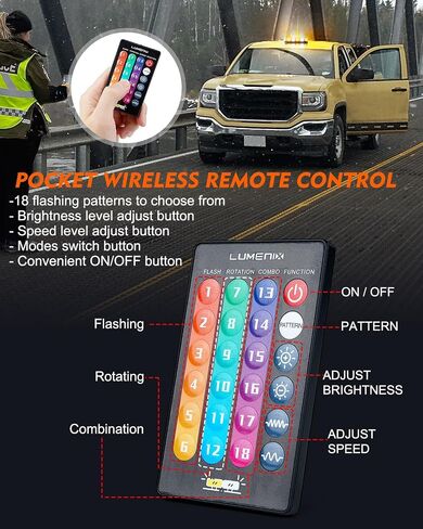 LUMENIX LED Roof Top Strobe Beacon Light Bar Rooftop Security Warning Emergency Flashing Plow Lights for Construction Vehicles Tow Commercial Trucks Postal Cars Snowplow - Amber White in Saudi Arabia