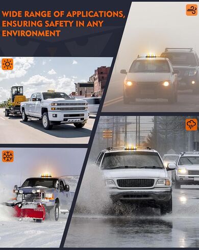 LUMENIX LED Roof Top Strobe Beacon Light Bar Rooftop Security Warning Emergency Flashing Plow Lights for Construction Vehicles Tow Commercial Trucks Postal Cars Snowplow - Amber White in Saudi Arabia