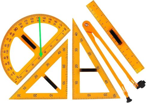 Magnetic Geometry Tool, Protractor, 2 Triangle Rulers Easy Attachment Blackboard Measurement Kit, Teacher Board Protractor Multi-Purpose Kit Large Teaching Aids (Five-Piece Set) in Kuwait
