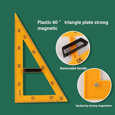 Magnetic Geometry Tool, Protractor, 2 Triangle Rulers Easy Attachment Blackboard Measurement Kit, Teacher Board Protractor Multi-Purpose Kit Large Teaching Aids (Five-Piece Set) in Kuwait