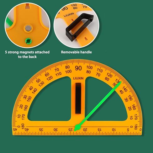 Magnetic Geometry Tool, Protractor, 2 Triangle Rulers Easy Attachment Blackboard Measurement Kit, Teacher Board Protractor Multi-Purpose Kit Large Teaching Aids (Five-Piece Set) in Kuwait