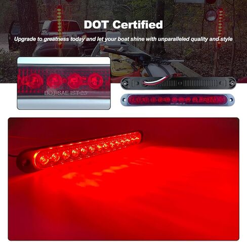 10" LED Amber Trailer LED Turn Signal Light Bar Strip Aluminum Alloy Base Side Marker Tail Lights Assembly for Truck RV Marine Boats, 15 LEDs 2Pcs in Kuwait