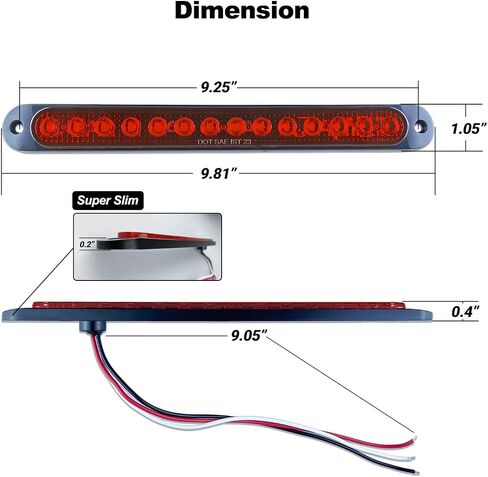 10" LED Amber Trailer LED Turn Signal Light Bar Strip Aluminum Alloy Base Side Marker Tail Lights Assembly for Truck RV Marine Boats, 15 LEDs 2Pcs in Kuwait