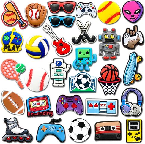 Sports Game Truck Alphabet Shoe Charms, Jurassic Astronaut Construction Vehicle Jungle Animal Croc Charms Pack for Shoe Decoration in Saudi Arabia