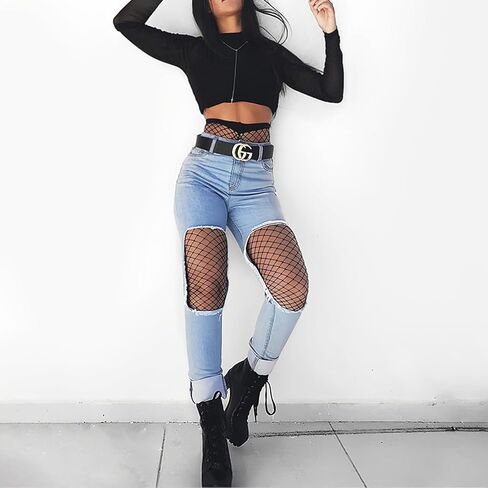 جوارب YAGAXI Fishnet للنساء - 3 أزواج سوداء عالية الخصر مثيرة شبكية الفخذ عالية الجوارب شبكة السمك جوارب طويلة مقاس واحد in Kuwait