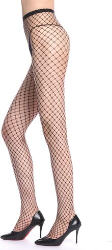 جوارب YAGAXI Fishnet للنساء - 3 أزواج سوداء عالية الخصر مثيرة شبكية الفخذ عالية الجوارب شبكة السمك جوارب طويلة مقاس واحد in Kuwait