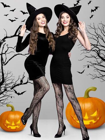 4 Pairs Tights Fishnet Stockings Floral Pantyhose Stockings Leggings Lace Tights for Women Girls Halloween in Kuwait