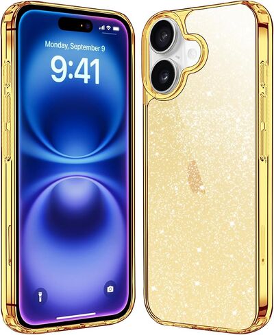 JJGoo متوافق مع حافظة iPhone 16، غطاء شفاف لامع، غطاء خلفي صلب من البولي كربونات مضاد للصدمات، حافظة هاتف لامعة لامعة وجذابة للنساء والفتيات in Kuwait