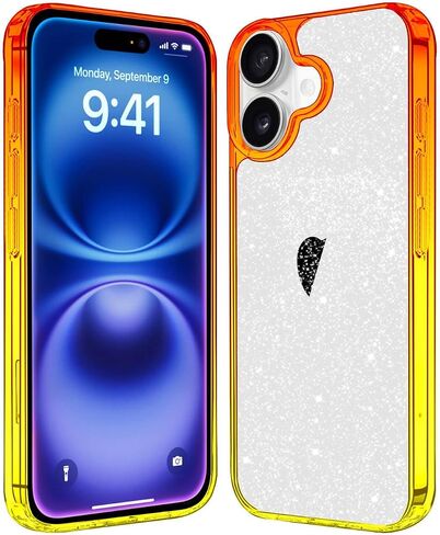 JJGoo متوافق مع حافظة iPhone 16، غطاء شفاف لامع، غطاء خلفي صلب من البولي كربونات مضاد للصدمات، حافظة هاتف لامعة لامعة وجذابة للنساء والفتيات in Kuwait