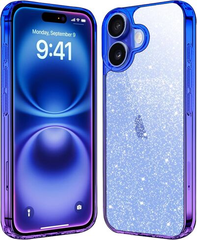 JJGoo متوافق مع حافظة iPhone 16، غطاء شفاف لامع، غطاء خلفي صلب من البولي كربونات مضاد للصدمات، حافظة هاتف لامعة لامعة وجذابة للنساء والفتيات in Kuwait