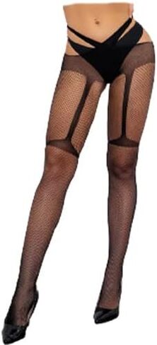 جوارب طويلة نسائية من deladola ذات فخذ عالٍ شفافة من شبكة صيد السمك باللون الأسود من قطعة واحدة in Kuwait