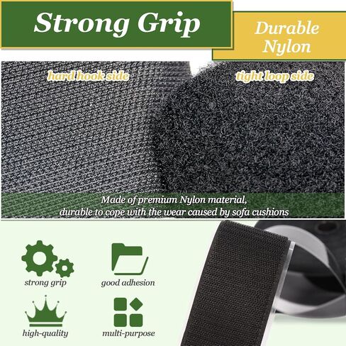 TEUVO 4.3 Inch x 32.8 Feet Heavy Duty Hook and Loop Tape Strips with Adhesive Cushion Grip to Prevent Sliding Keep Couch Cushions Mattress from Sliding, Outdoor No Punching Picture Wall Hanging Strips in Kuwait