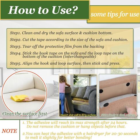 TEUVO 4.3 Inch x 32.8 Feet Heavy Duty Hook and Loop Tape Strips with Adhesive Cushion Grip to Prevent Sliding Keep Couch Cushions Mattress from Sliding, Outdoor No Punching Picture Wall Hanging Strips in Kuwait