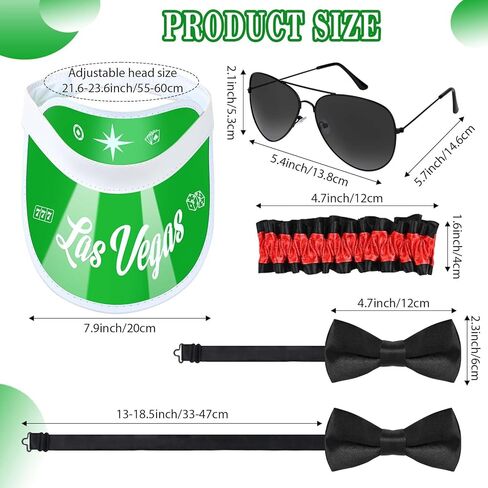 طقم أزياء كازينو Honic 5 قطع مع سترة تاجر الكازينو، قبعة بواقٍ للشمس، شارة ربطة عنق، نظارات شمسية للبالغين، ليلة لعبة الهالوين in Kuwait