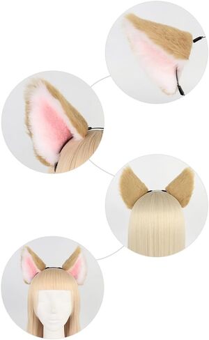 Gorou Ears and Tail Set Game Cosplay Headdress Fox Ears Headband Furry Fursuit Costume Accessories in Saudi Arabia