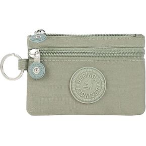 LJCZKA Coin Purse for Women Men Small Zipper Change Purse Coin Pouch Card Holder Wallet Water Resistant with Keychain (Black)