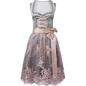 Women's Vintage German Oktoberfest Costumes 2 Piece Dirndl Dresses Set for Bavarian Carnival