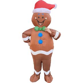 Inflatable Halloween Christmas Gingerbread Man Costumes Funny Blow Up Costume Blowup Suit for Adults Cosplay