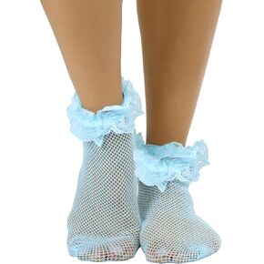 ToBeInStyle Women's Fishnet Ankle Socks With Ruffle Trim