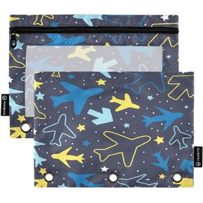 xigua Joystick Boys and Girls Game Cool Printing Binder Pockets 2Pack, Zippered Pencil Pouch, Large Capacity,Water-resistant,3 Ring Binder Pocket for Home,Office,School