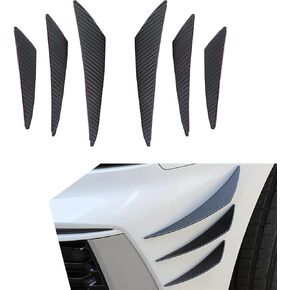 6 PCS Car Spoiler Canards Kit, PVC Material Car Body Auto Anti Collision Strip Decorative Stickers, Front Bumper Lip Splitter Exterior Accessories, Universal for Most Cars (Black)