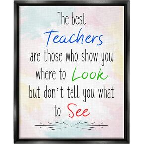 Stupell Industries The Best Teachers Pastel Phrase Framed Floater Canvas Wall Art, Design by Kim Allen