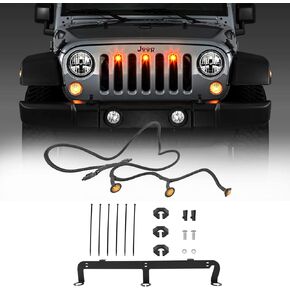 Pre-Runner LED Grille Light Bar Kit for 2007-2018 Jeep Wrangler JK 2-Door/Unlimited 4-Door (JK), Plug & Play Waterproof LED Light Bar Kit