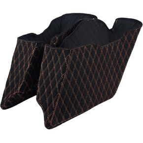 Harley Stretched Saddlebag Liners Fit for Harley Touring 2014-2023 Black Thread Stitching New Material More Abrasion-Resistant And Ductile Lozenge Pattern