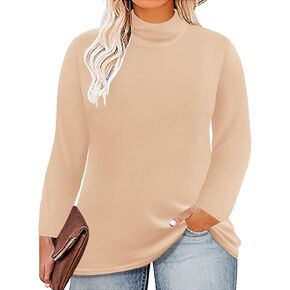 RITERA Plus Size Tops Mock Turtleneck Womens Long Sleeve Shirt Basic Layering Underwear Pullover