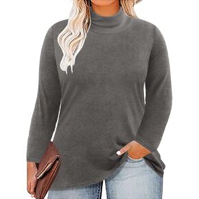 RITERA Plus Size Tops Mock Turtleneck Womens Long Sleeve Shirt Basic Layering Underwear Pullover