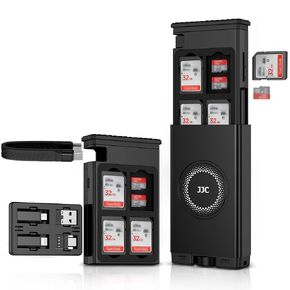 بطاقة كابل مع قارئ بطاقة SD عالي السرعة، كابل USB-C 3.1 Gen 2 متعدد الشحن مع مجموعة محول محول الضوء/USB A/MicroUSB/OTG وحامل بطاقة SD/TF لهواتف السفر والكاميرات وأجهزة الكمبيوتر الشخصية ونقل البيانات بدون طيار
