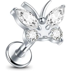 Aumeo Titanium Labret Stud 16G 8mm Labret Piercing Jewelry for Lip Tragus Helix Earring Stud
