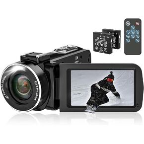 5K Camcorder with IR Night Vision, Designed for Vlogging, 18X Zoom, WiFi Features, and an Easy-to-Use 3.0'' Touch Screen with a 32GB SD Card, Microphone, and 2.4G Remote Control（Yellow）