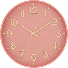 Lumuasky Wall Clock Modern 10 Inch Battery Operated Silent Non-Ticking Decorative Clock for Living Room Bedroom Office Kitchen School Classroom Nursery Decor, 3D Numbers Easy to Read(White-Gray)