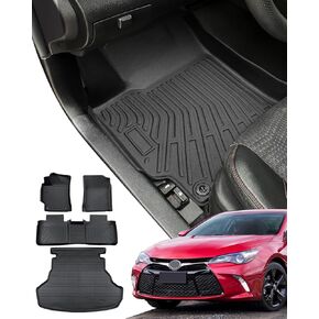2015 2016 2017 for Toyota Camry Floor Mats & Cargo Liner 4Pcs, 1st & 2nd Row for Camry Accessories 2015 2016 2017 All Weather Protection Car Floor Mats Rubber Black