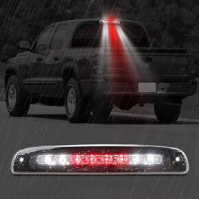 High Mount 3rd Stop Light Compatible with 1997-2010 Dodge Dakota Third Center Cargo Reverse Rear LED Brake Light Bar Taillight (Chrome)